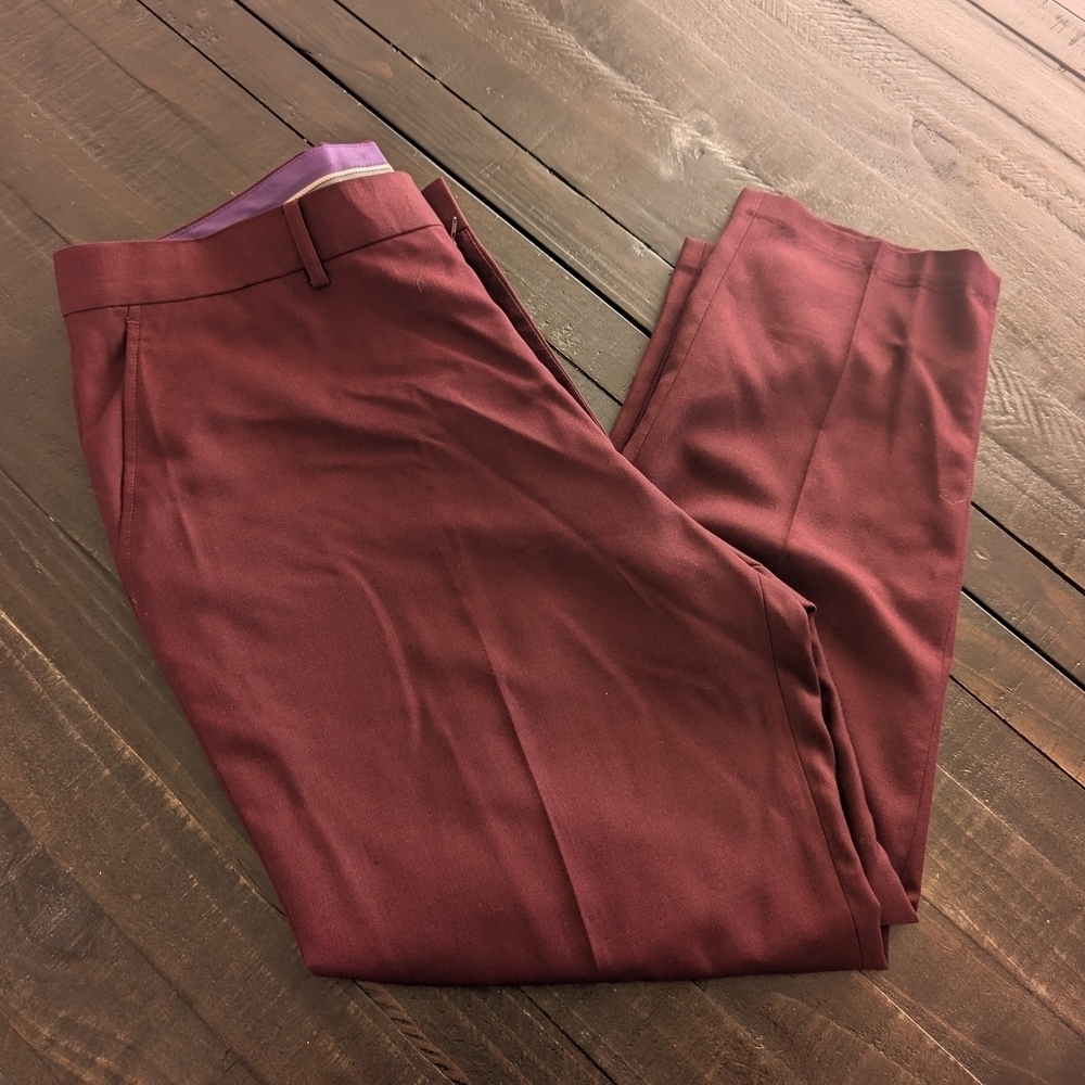 Vintage Red Burgundy Dress Pants with Tailored Fit Size 38S